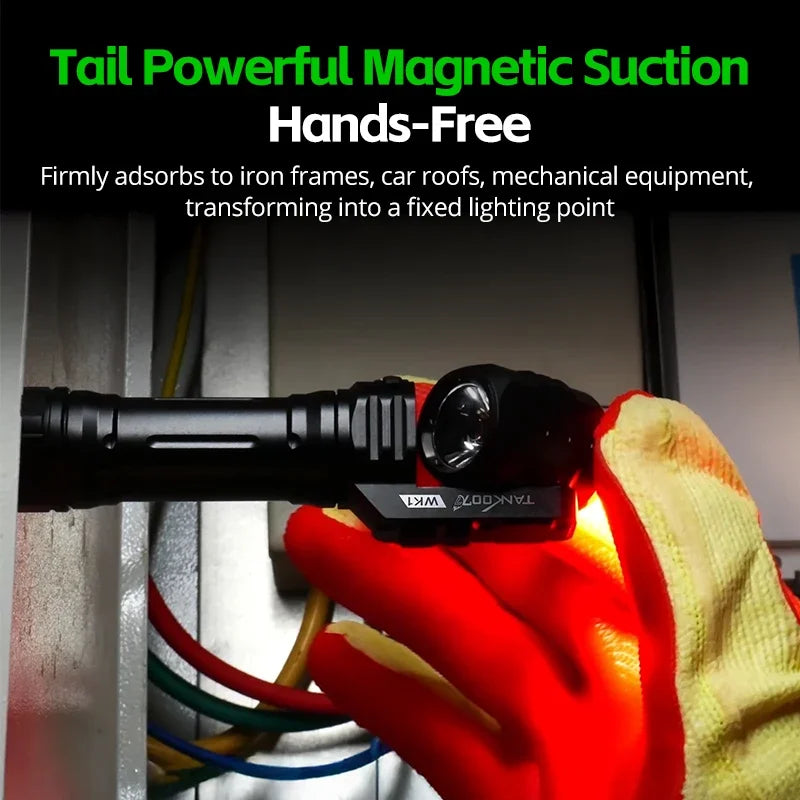 Tank007 WK1 Bidirectional Rotation Flashlight 1400 Lumen Rechargeable LED Torch 18650