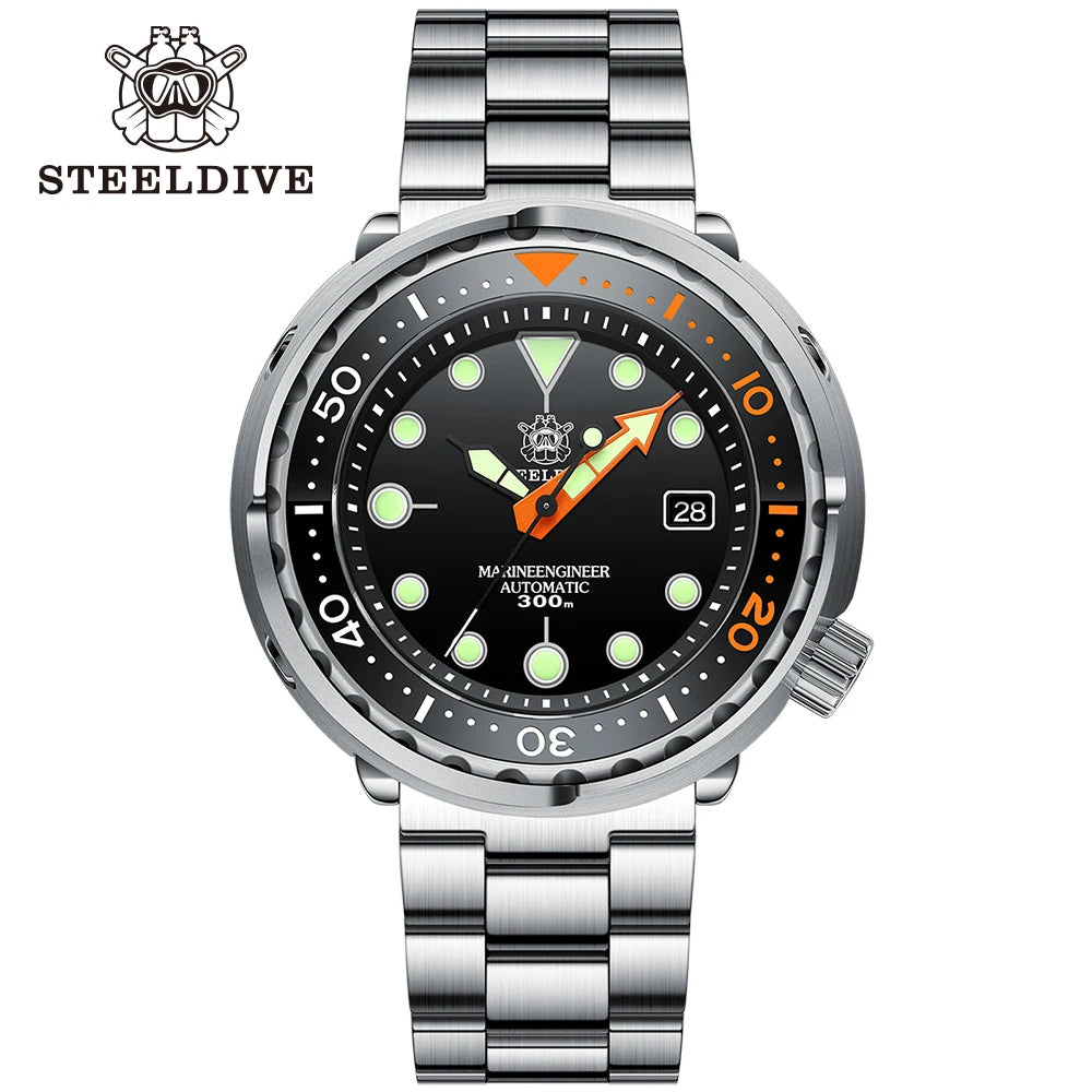 STEELDIVE Brand SD1975C Super Luminous 47.5MM Big Tuna 30Bar Waterproof Luminous NH35 Sports Mechanical Dive Watch For Men