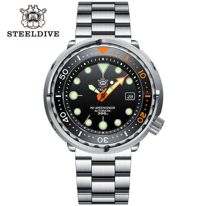 STEELDIVE Brand SD1975C Super Luminous 47.5MM Big Tuna 30Bar Waterproof Luminous NH35 Sports Mechanical Dive Watch For Men