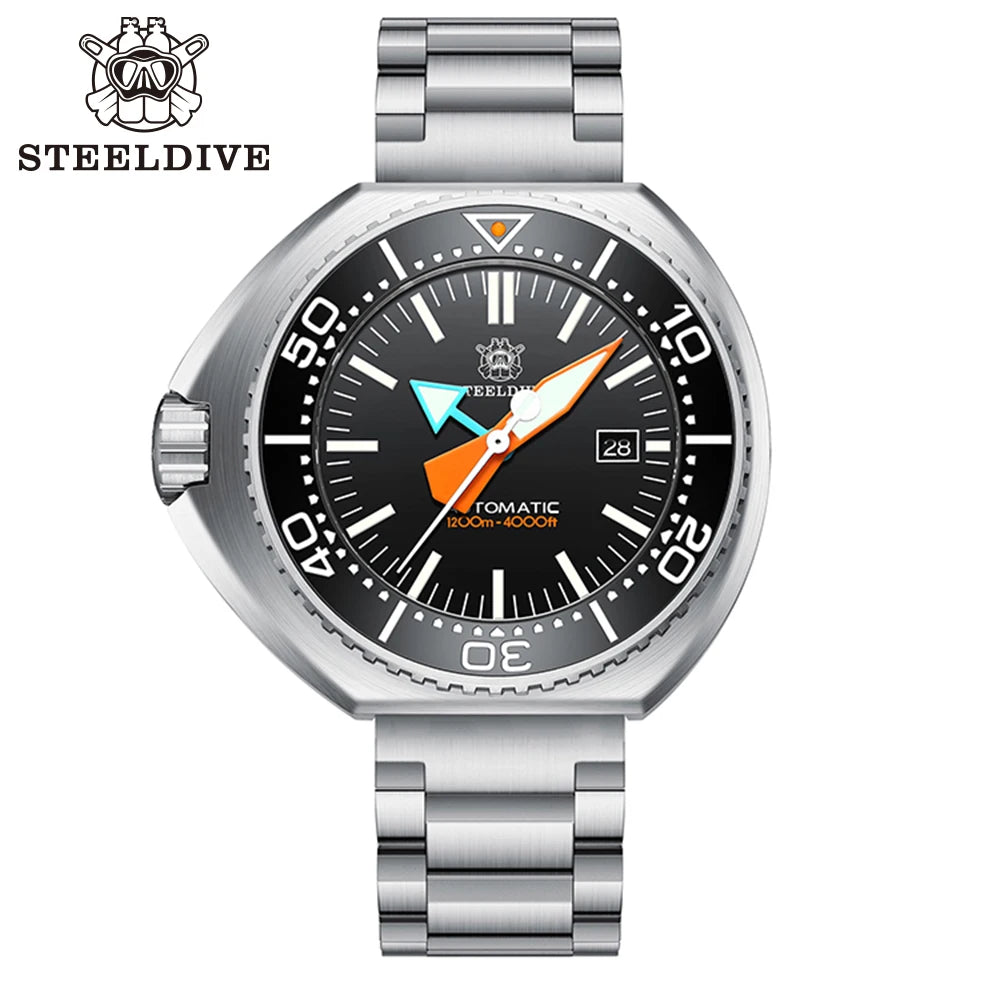 STEELDIVE SD1985 Japan Movement 1200M Waterproof Left-Crown Watch Sapphire Glass Automatic Mechanical Diving Date Watch for Men