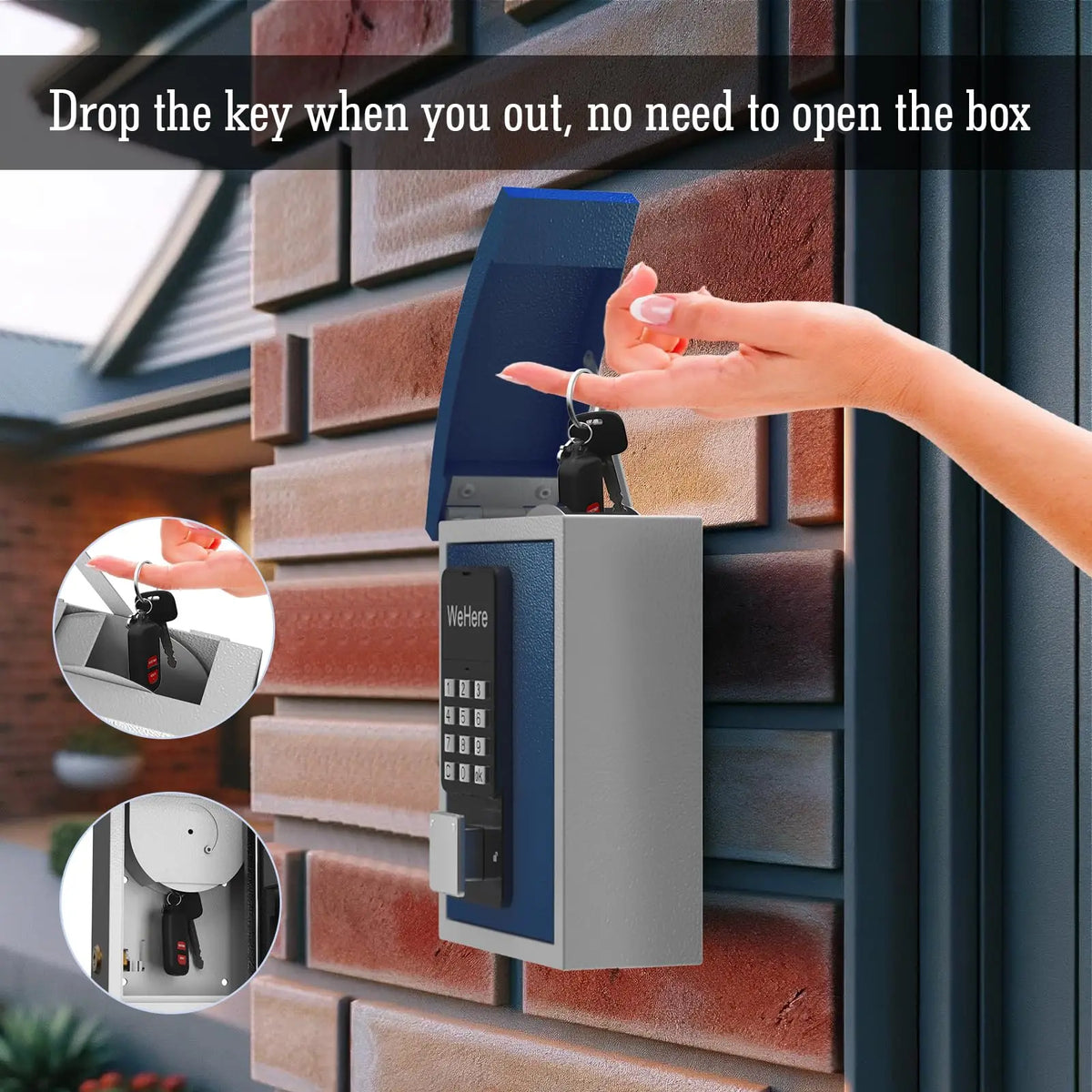 Drop In Key Lock Password Remote Control Key Lock Box Wall Mount with Key Drop Slot Key ...