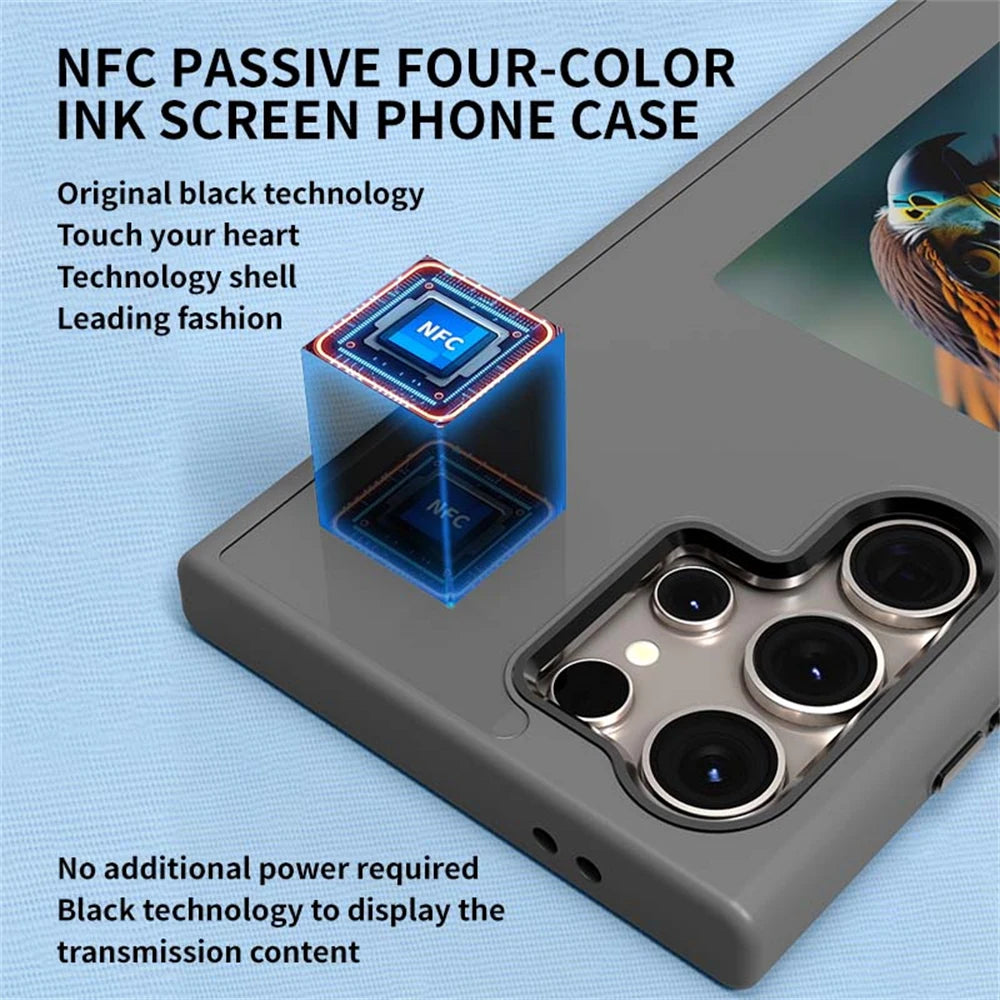 NFC Function AI Phone Cases For Samsung Galaxy S25 Ultra S24U ink Screen DIY Four Colors Screen Wireless Transmission Phone Case