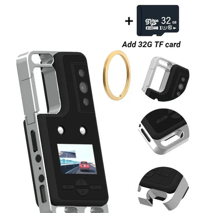 2K HD Mini Camera Keychain Outdoor Lighting Camcorder 1080P Sports Cam Motorcycle Riding Waterproof Back Clip Video Recorder DV