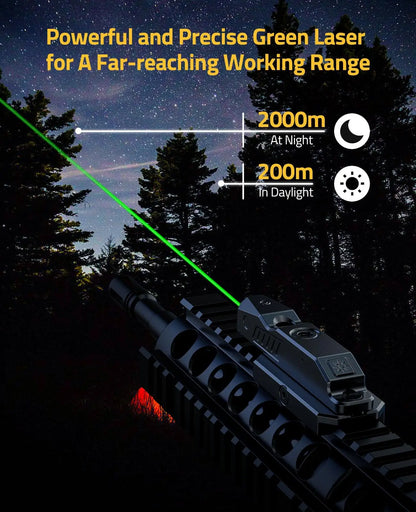 CVLIFE Tactical Green Laser Sight Rifle Compact Low Profile Sights Compatible with M-Lok Picatinny Rail Rechargeable Strobe Mode