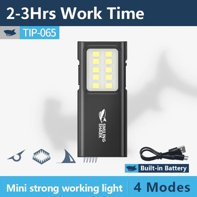 Smiling Shark TIP065 Mini Rechargeable Worklight,COB Floodlight Pocket Flashlight,with Clip