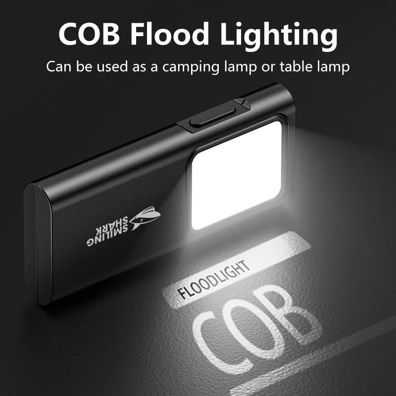 Smiling Shark TIP065 Mini Rechargeable Worklight,COB Floodlight Pocket Flashlight,with Clip