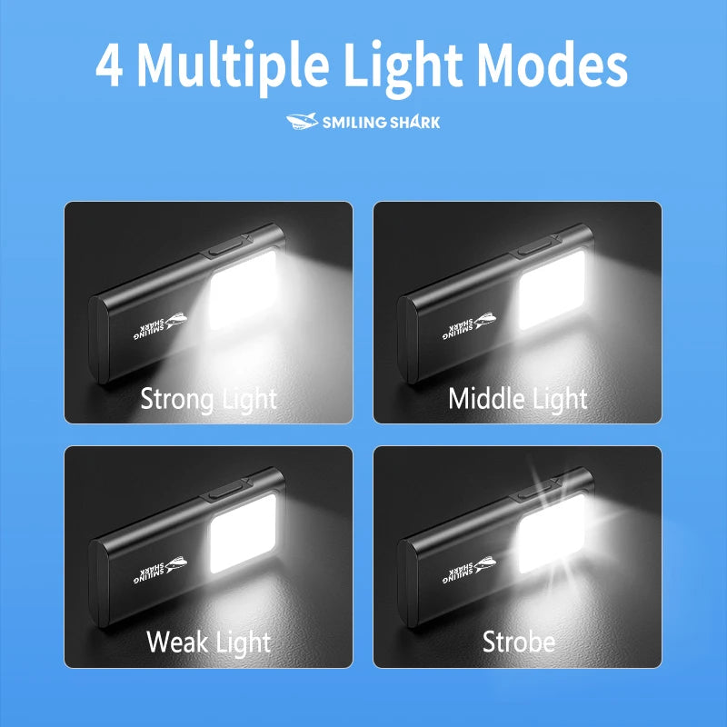 Smiling Shark TIP065 Mini Rechargeable Worklight,COB Floodlight Pocket Flashlight,with Clip