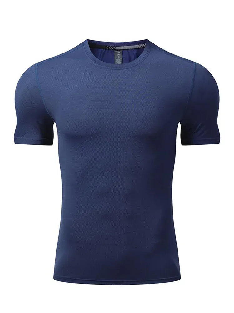 Ice Silk Men's Running Gym Shirt - Elastic Fit Quick Dry Sports Tee for Summer