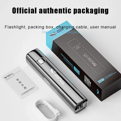 USB Rechargeable LED Flashlight 2 IN 1 9990000LM Super Bright Mini Led Torch & Power Bank