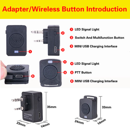 Walkie Talkie Headset PTT Wireless Bluetooth Earphone for Two way Radio K Port Wireless headphone for Baofeng UV 5R 82 8W 888s