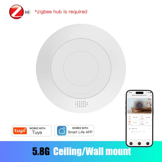 Upgrade Your Home Security with ZigBee MmWave Radar Human Presence Motion Sensor - Smart Illuminance & Distance Detection for Tuya Home Automation