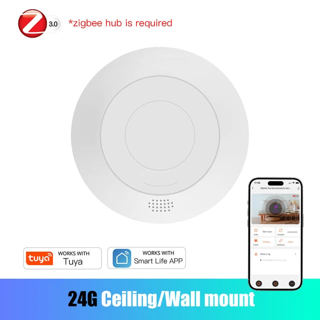 Upgrade Your Home Security with ZigBee MmWave Radar Human Presence Motion Sensor - Smart Illuminance & Distance Detection for Tuya Home Automation