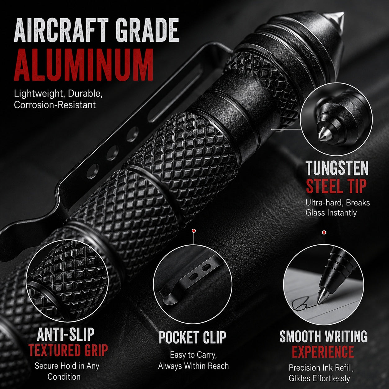 Multi-Function Military Tactical EDC Tools Survival Supplies Emergency Glass Breaker Ballpoint